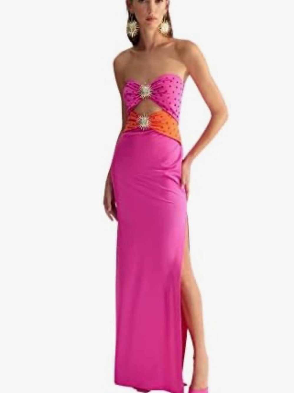NWT Tredyol tosun orange-fuchsia sun dress with accessories and stone sz 36